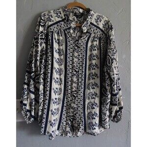 gicgio Tops Blouse Women L,button  Down, Boho-chic  Style, Paisley, Floral,tunic